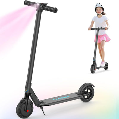 Caroma Electric Scooter for Kids Ages 6-14, 250W Motor, Max 16 Miles & 15 Mph, 3 Speeds Adjustable, LED Display & Foldable