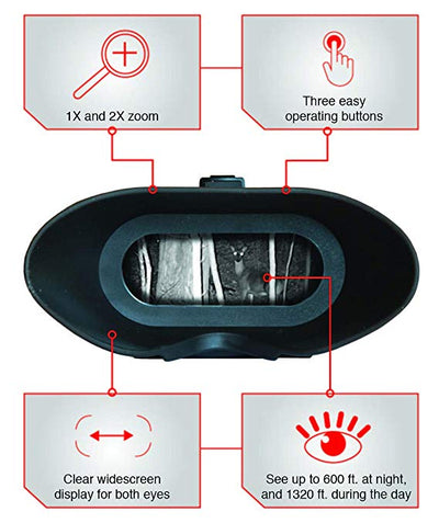 X-Vision Pro Rechargeable Digital Hands Free Night Vision Goggles, see 300 yards at night