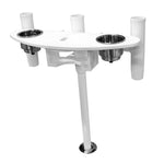 3 Rod Rigging Pedestal - Boat Rod Holder - White
