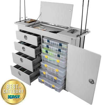 Pontoon Tackle Storage Unit with Ruler Countertop - White/White