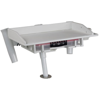 3 Rod Kite Fishing Rod Holder with Rigging Tray - Fish Cleaning Station - White-0 Degree