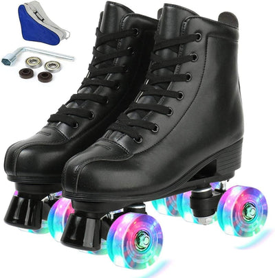 Jessie Leather Outdoor Adjustable Four-Wheel Roller Skates for Women and Men