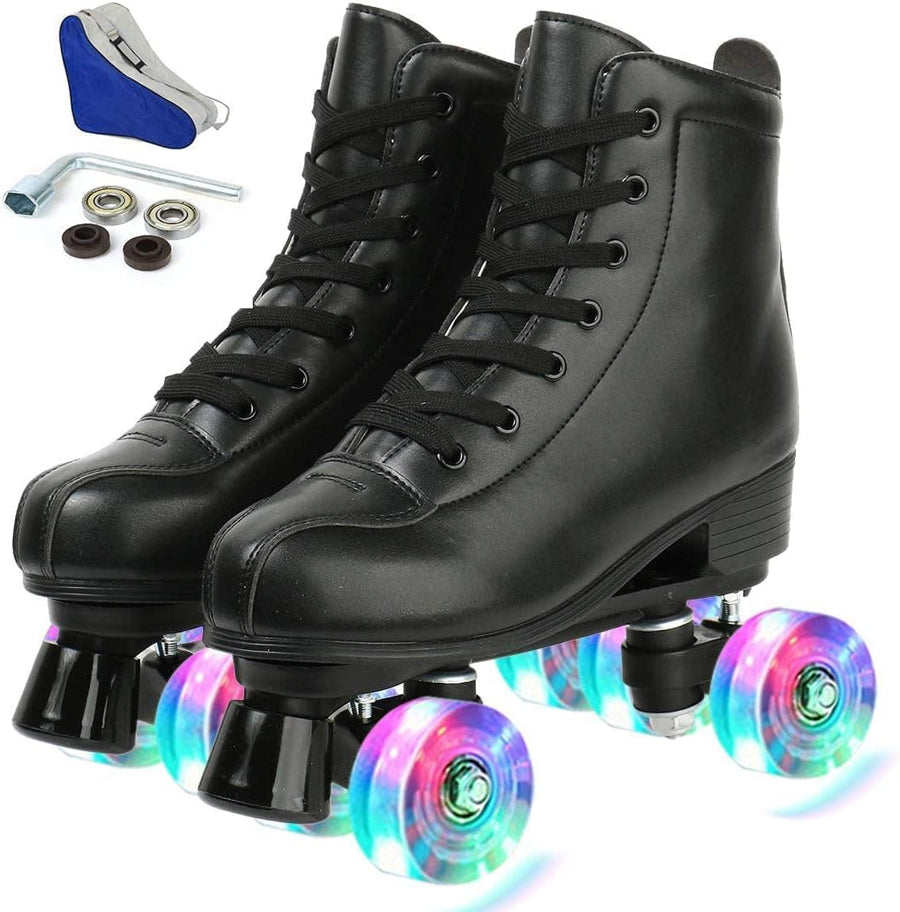 Jessie Leather Outdoor Adjustable Four-Wheel Roller Skates for Women and Men