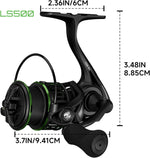 TEBEN LS Lightweight Spinning Reel 500-1000 Series, 3.8oz Ultralight Carbon Fiber Frame, 5+1 BB, 5.2:1 Gear Ratio, 6.6LBs Max Drag, Saltwater/Freshwater Fishing Reel