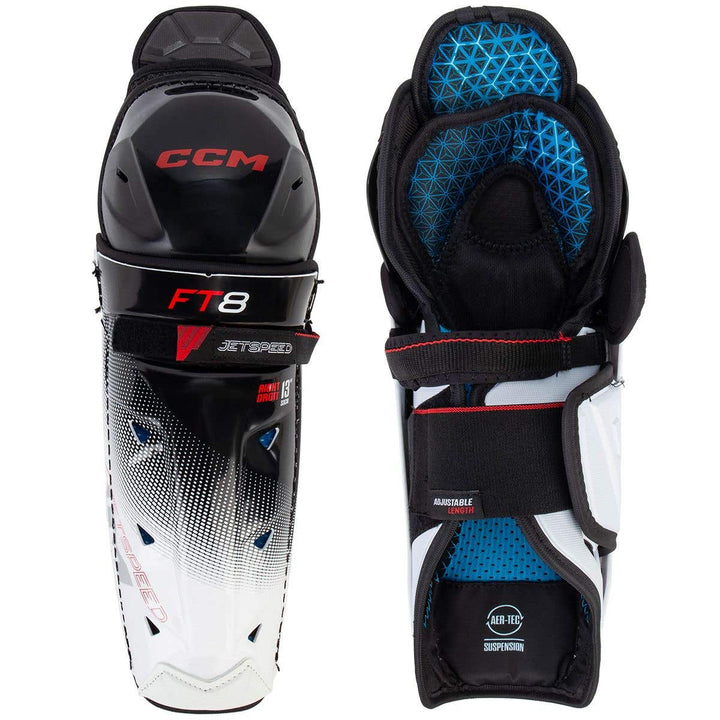 CCM Jetspeed FT8 Junior Hockey Shin Guards - 12in.