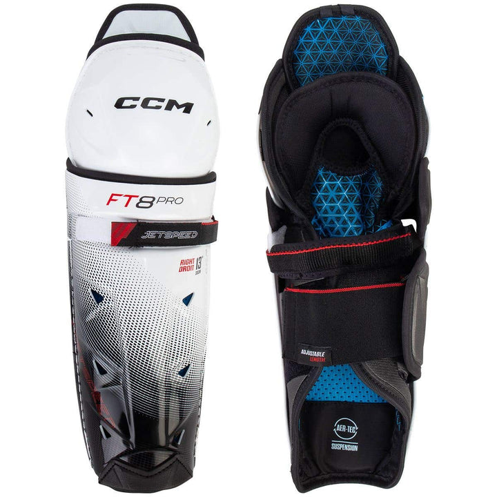 CCM Jetspeed FT8 Pro Junior Hockey Shin Guards - 13in.