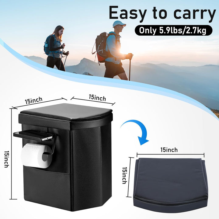 HYQWEPZ Portable Toilet for adultsXL， 16.5 inch Camping Toilet with Flap