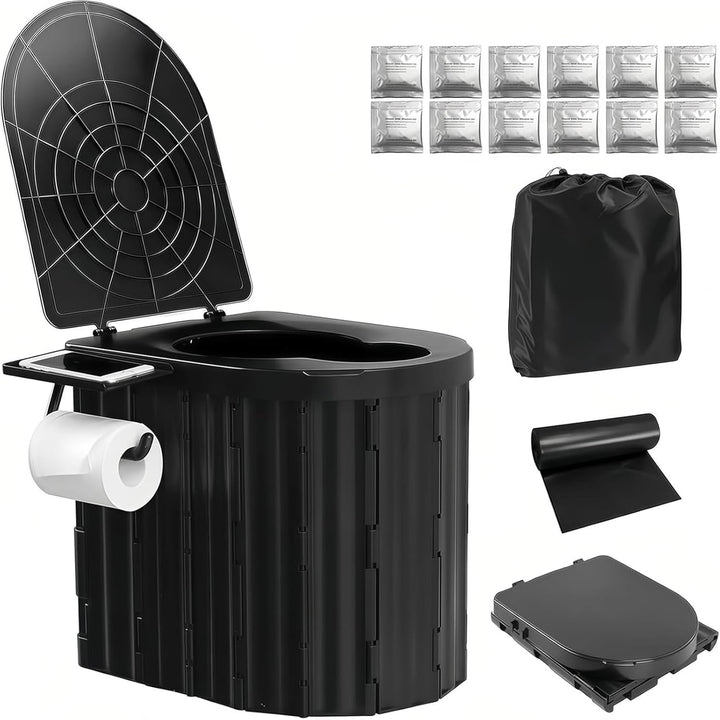 UOPBYEA Portable Camping Toilet for Adults with Handle and Detachable Bracket