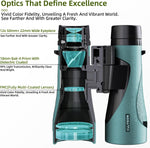 GLLYSION 12X50 UHD Binoculars for Adults High Powered with Phone Adapter, Super Bright IPX7 Waterproof Binoculars with BAK4 Prisms