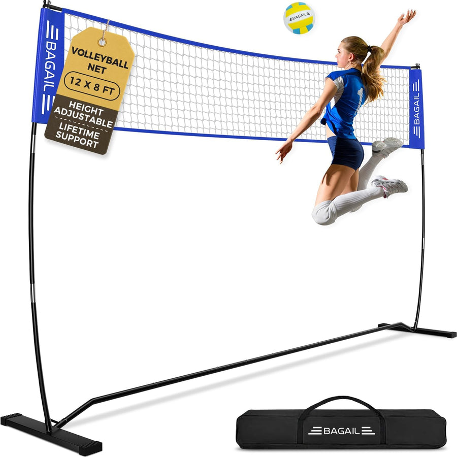 BAGAIL 12ft Portable Volleyball Net - Easy Setup Outdoor Net System for Backyard & Beach