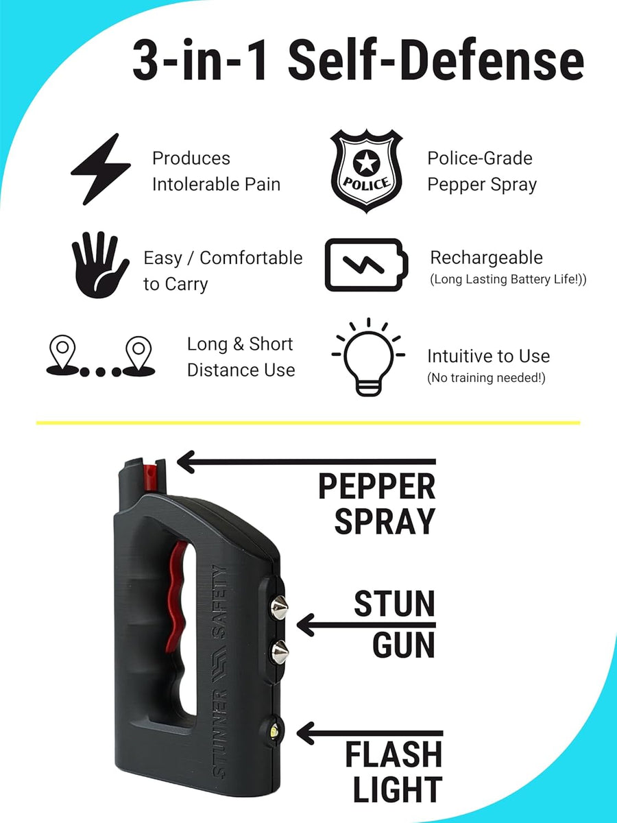 Stunner 3-in-1 Self-Defense Stun Gun - Rechargeable