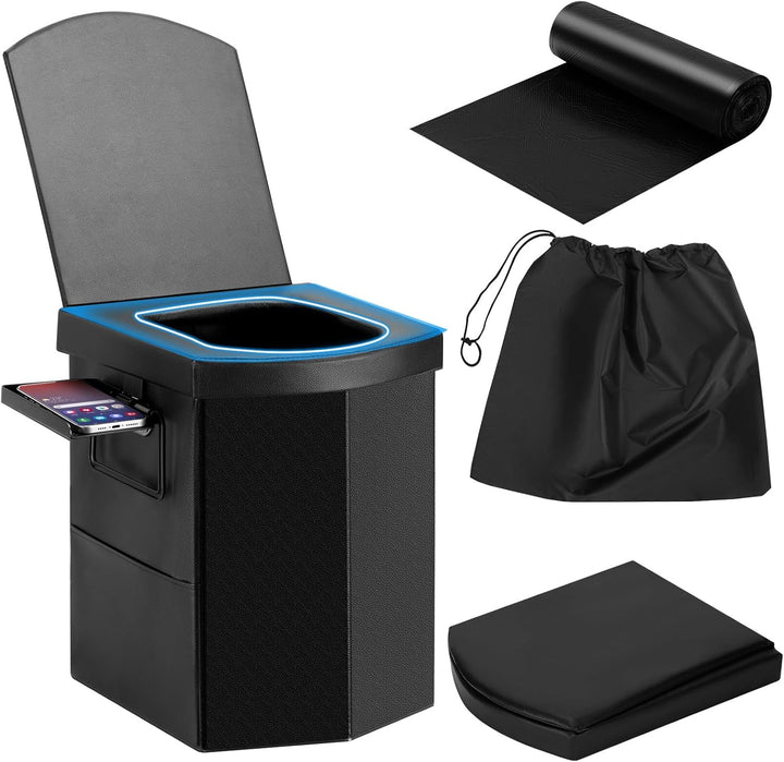 HYQWEPZ Portable Toilet for adultsXL， 16.5 inch Camping Toilet with Flap