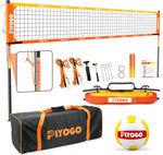 PLYOGO Professional Outdoor Volleyball Net - Adjustable Height Portable Net System for Backyard, Beach & Lawn