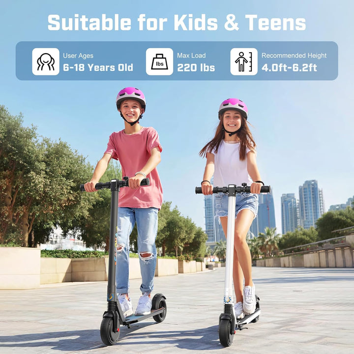 Caroma Electric Scooter for Kids Ages 6-14, 250W Motor, Max 16 Miles & 15 Mph, 3 Speeds Adjustable, LED Display & Foldable