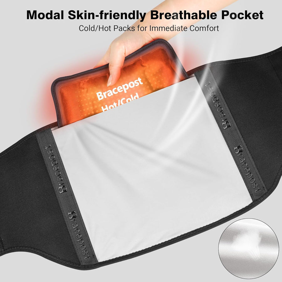 Bracepost 360° Support Back Brace - Breathable Adjustable Lumbar Belt for Herniated Disc