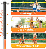 PLYOGO Professional Outdoor Volleyball Net - Adjustable Height Portable Net System for Backyard, Beach & Lawn
