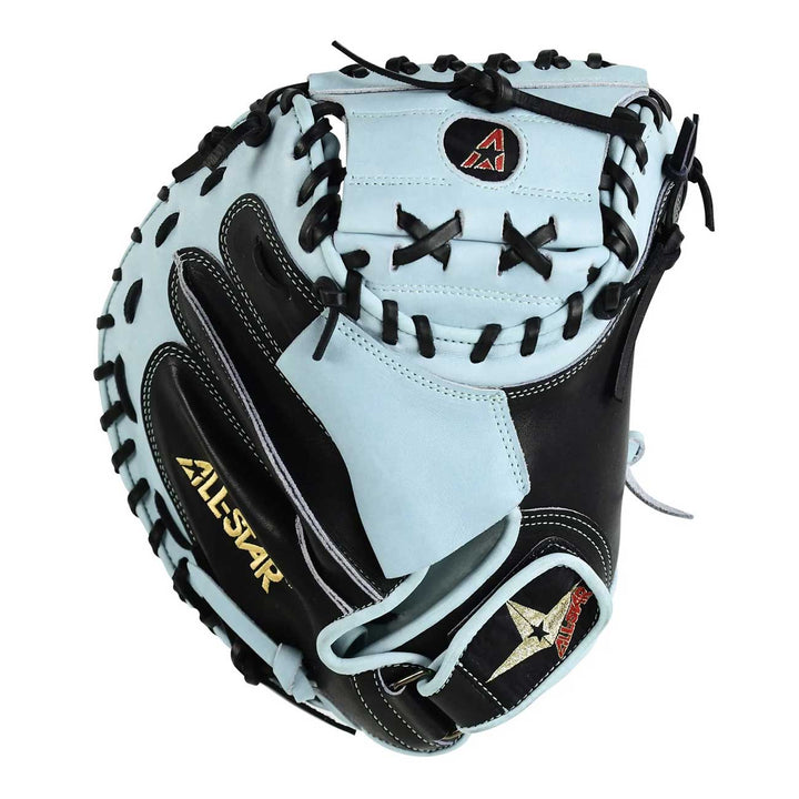 All-Star Pro-Elite Black/Sky Blue 34"-RHT Catcher Mitt - image 1