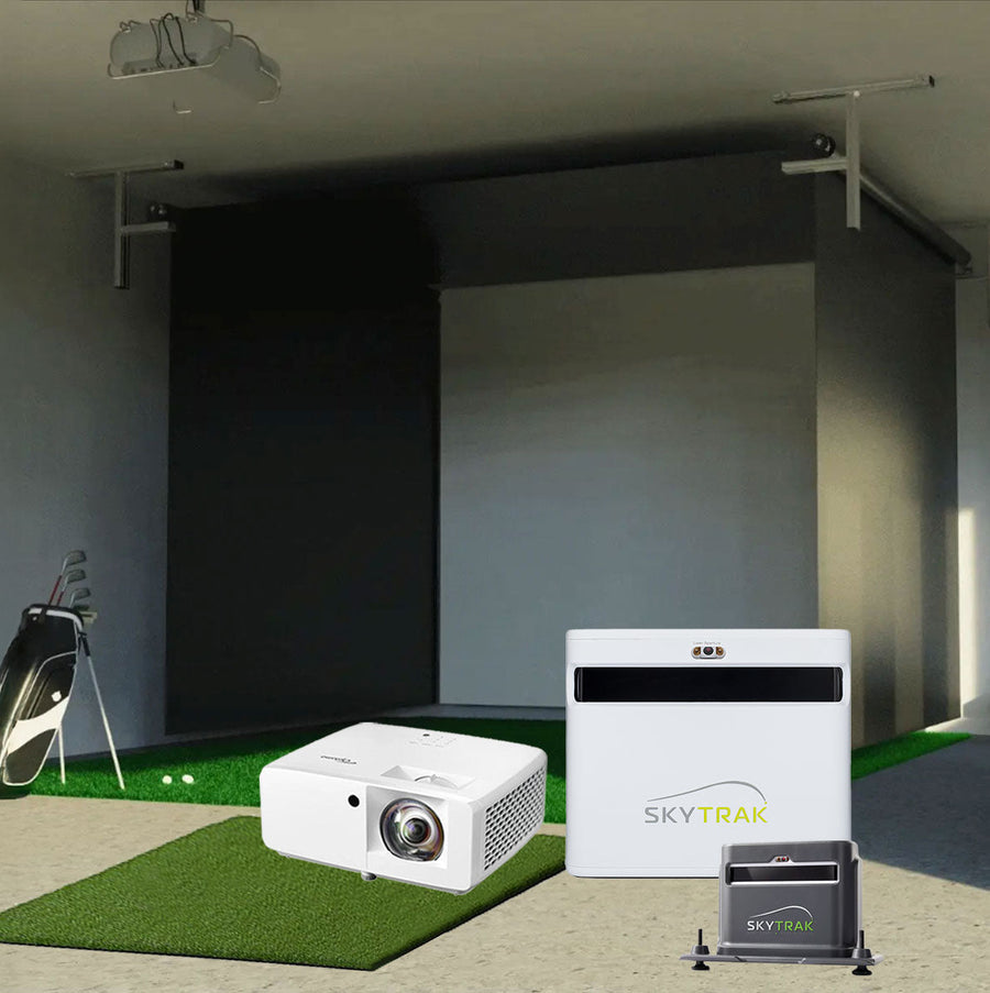 SkyTrak+ - Vanish retractable golf simulator package