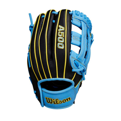 Wilson A500 Dual Post Black/Cool Blue/Optic Yellow 10.5"-RHT Baseball Glove - image 1