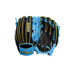 Wilson A500 Dual Post Black/Cool Blue/Optic Yellow 10.5"-RHT Baseball Glove - image 4