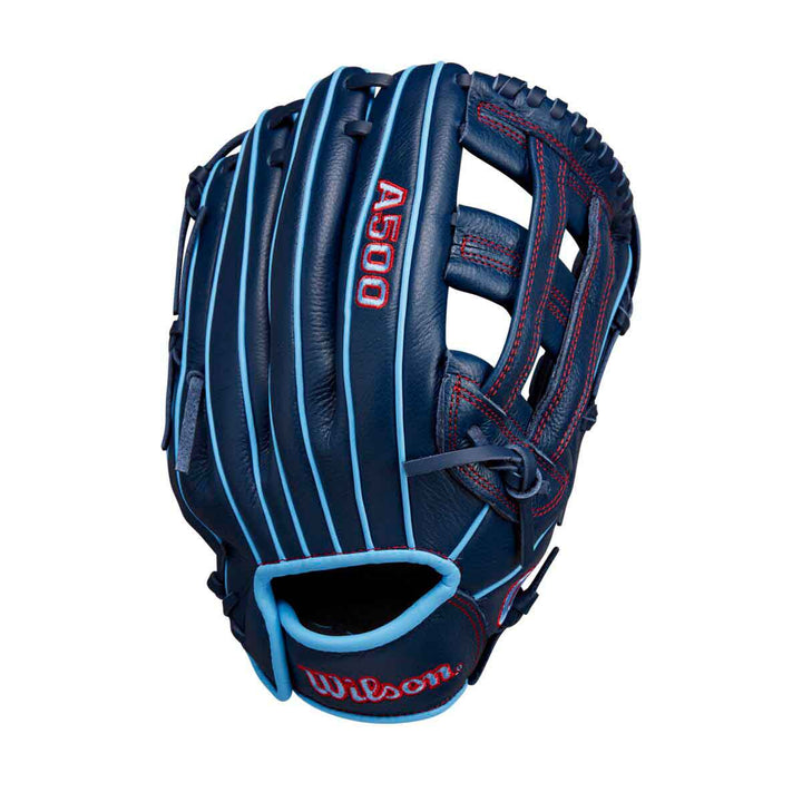 Wilson A500 Dual Post Navy/Cool Blue/Red 12" Baseball Glove - image 1