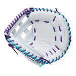 Wilson A500 Siren Fastpitch Dual Post CM White/Seafoam/Purple 32"-RHT Catcher Mitt - image 2