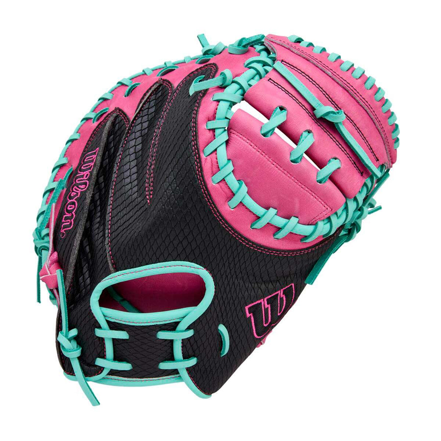 Wilson A1000 CM33 Flamingo Pink/Black/Seafoam 33"-RHT Catcher Mitt - image 1