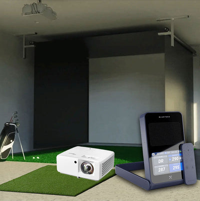 Blue Tees Golf Rainmaker - Vanish retractable golf simulator package