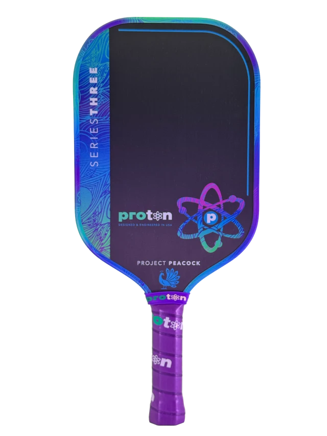 Proton Series Three Project Peacock 13mm Elongated Pickleball Paddle - pickleball paddle