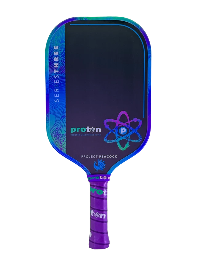 Proton Series Three Project Peacock 15mm Elongated Pickleball Paddle - pickleball paddle