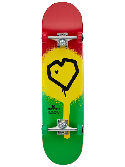 Blueprint Spray Heart Rasta Complete Skateboard 8 x 31.6 - image 1