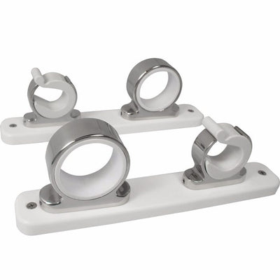Spring Loaded 2 Rod Holders - Boat Rod Holder - Arctic White
