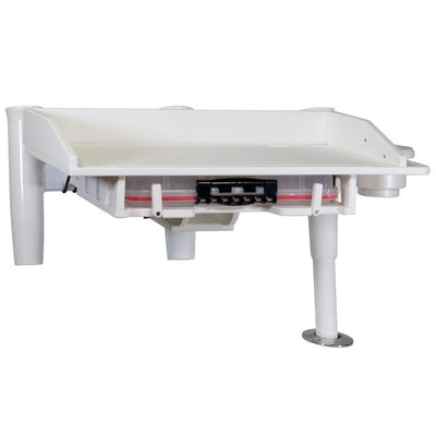 Triple Offset Rod Holder with Rigging Tray - Fish Cleaning Station - White/White - 0 degree