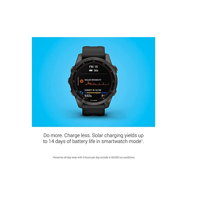 Garmin Fenix 7S Sapphire Solar Adventure Smartwatch with Solar Charging Capabilities with GPS Touchscreen Health and Wellness Features Slate Gray with Black