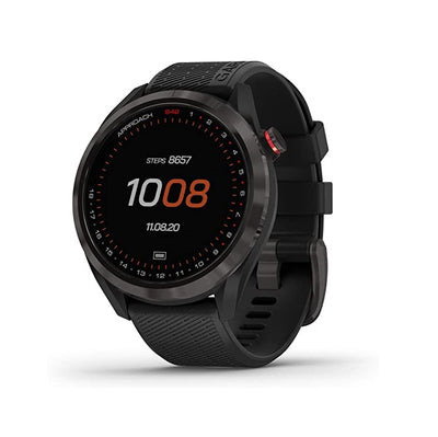 Garmin Approach S42 GPS Golf Smartwatch Lightweight with 1.2" Touchscreen, 42k+ Preloaded Courses Gunmetal Ceramic Bezel and Black Silicone Band 010-02572-10