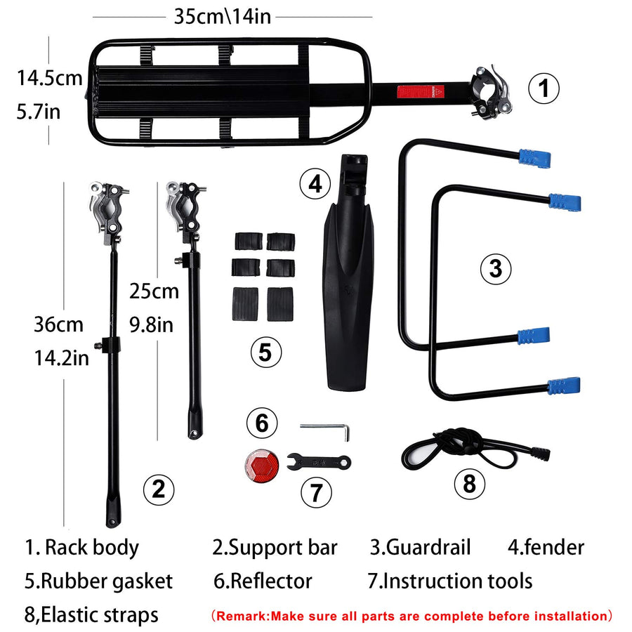 ICOCOPRO Bicycle Touring Carrier with Fender Broad,Frame-Mounted