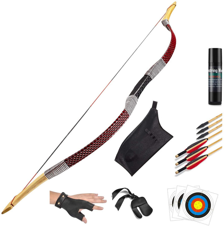 KAINOKAI Traditional Handmade Longbow Horsebow,Hunting Recurve Archery Bow,Recurve Bow Set