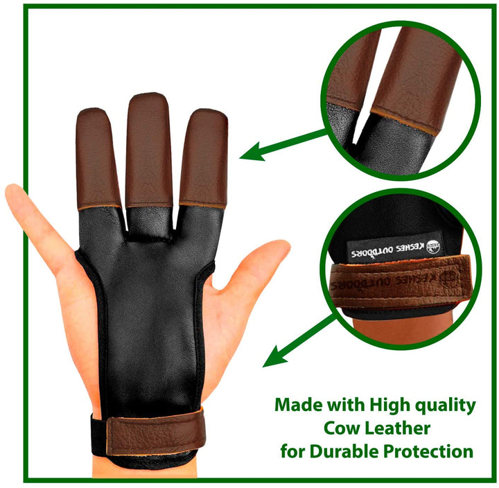 KESHES Archery Glove Finger Tab Accessories - Leather Gloves for Recurve & Compound Bow