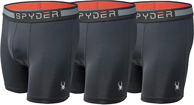 Spyder Mens Boxer Briefs Performance Sports Compression Shorts Athletic Mens Underwear - Mens Boxers Brief - 3 Pack for Men