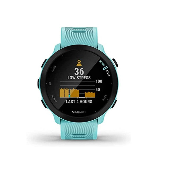 Garmin Forerunner 55, 010-02562-02 GPS Running Watch with Daily Suggested Workouts, Up to 2 Weeks of Battery Life, GPS Time Sync, Automatic Daylight, Aqua,