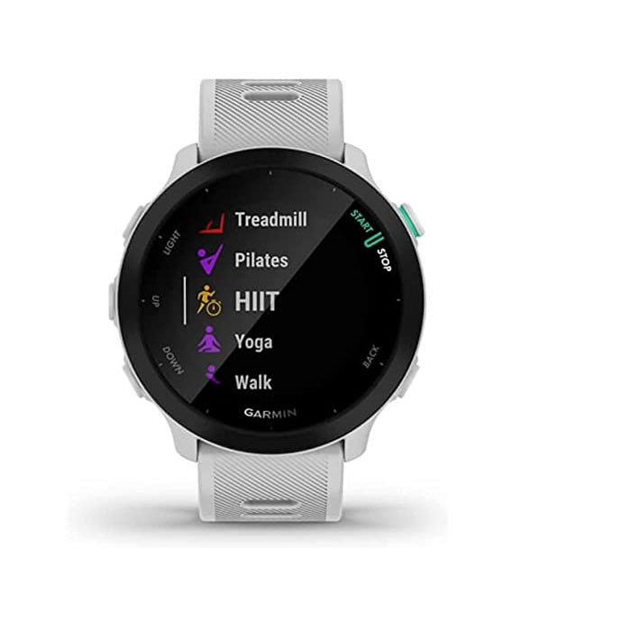 Garmin Forerunner 55, 010-02562-01 GPS Running Watch with Daily Suggested Workouts, Up to 2 Weeks of Battery Life, GPS Time Sync, Automatic Daylight, White